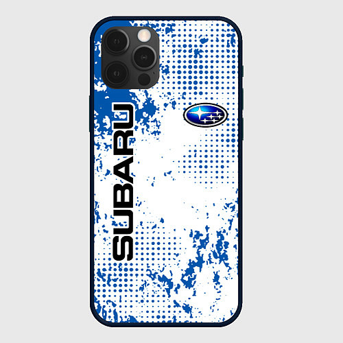 Чехол iPhone 12 Pro Subaru blue logo / 3D-Черный – фото 1