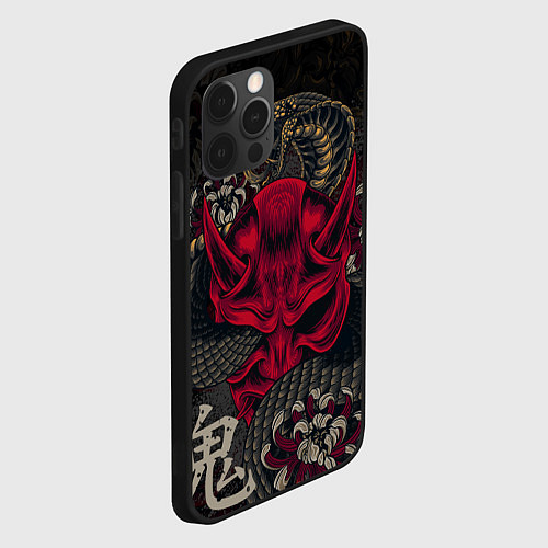 Чехол iPhone 12 Pro Oni mask and snake / 3D-Черный – фото 2