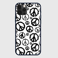 Чехол для iPhone 12 Pro Many peace logo, цвет: 3D-черный