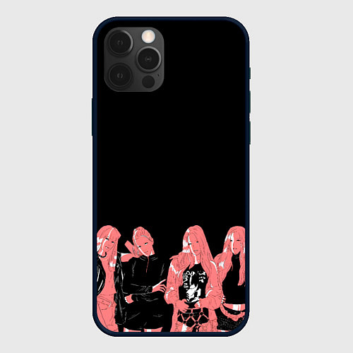 Чехол iPhone 12 Pro Black pink на черном / 3D-Черный – фото 1