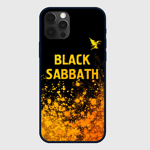 Чехол iPhone 12 Pro Black Sabbath - gold gradient: символ сверху / 3D-Черный – фото 1