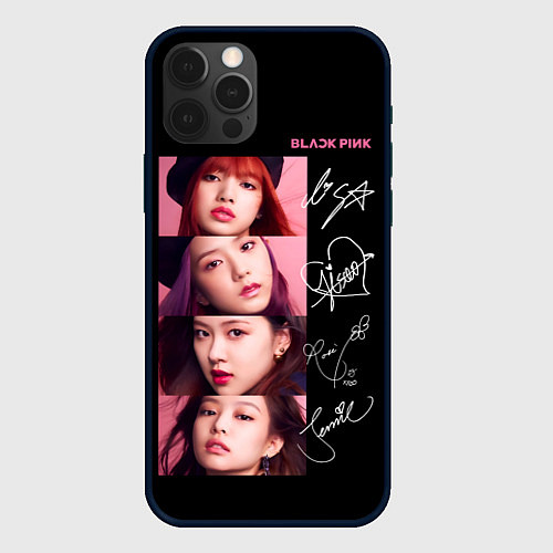 Чехол iPhone 12 Pro Blackpink Autographs / 3D-Черный – фото 1