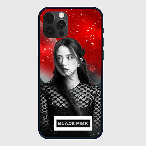 Чехол iPhone 12 Pro Jisoo black red background / 3D-Черный – фото 1