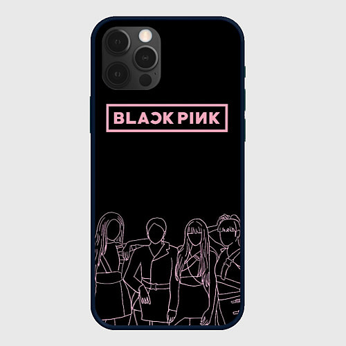 Чехол iPhone 12 Pro Blackpink - art contour / 3D-Черный – фото 1