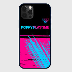 Чехол для iPhone 12 Pro Poppy Playtime - neon gradient: символ сверху, цвет: 3D-черный
