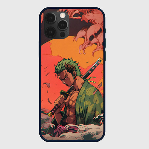 Чехол iPhone 12 Pro Зоро на закате - One Piece / 3D-Черный – фото 1