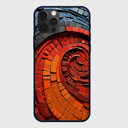 Чехол iPhone 12 Pro Кирпичная кладка спираль / 3D-Черный – фото 1