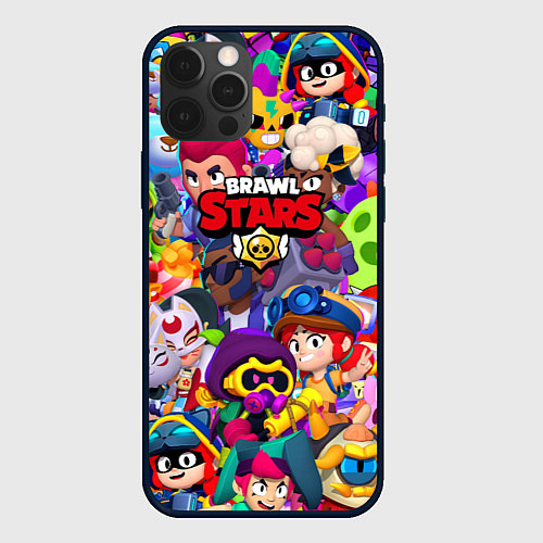 Чехол iPhone 12 Pro Brawl stars all pattern / 3D-Черный – фото 1