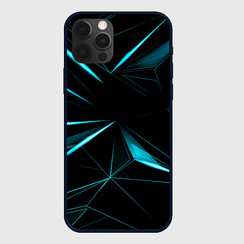 Чехол iPhone 12 Pro Light blue hexagon / 3D-Черный – фото 1