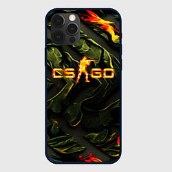 Чехол для iPhone 12 Pro CS GO green texture, цвет: 3D-черный