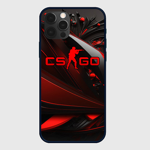 Чехол iPhone 12 Pro CS GO red and black / 3D-Черный – фото 1