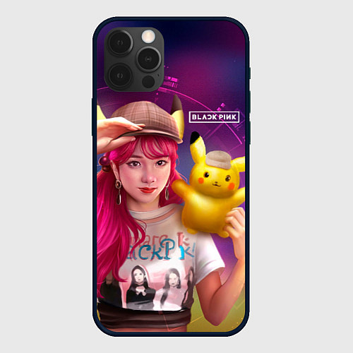 Чехол iPhone 12 Pro Jisoo and Pikachu / 3D-Черный – фото 1