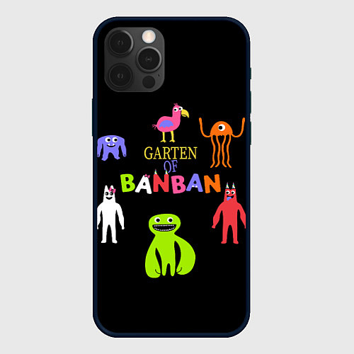 Чехол iPhone 12 Pro Детский сад Банбана персонажи / 3D-Черный – фото 1