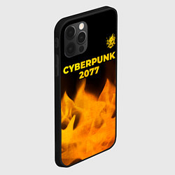 Чехол для iPhone 12 Pro Cyberpunk 2077 - gold gradient: символ сверху, цвет: 3D-черный — фото 2