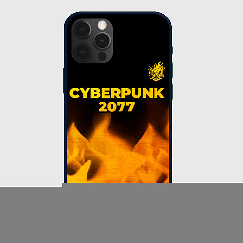 Чехол iPhone 12 Pro Cyberpunk 2077 - gold gradient: символ сверху / 3D-Черный – фото 1