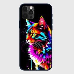 Чехол iPhone 12 Pro Неоновый пушистик - кот