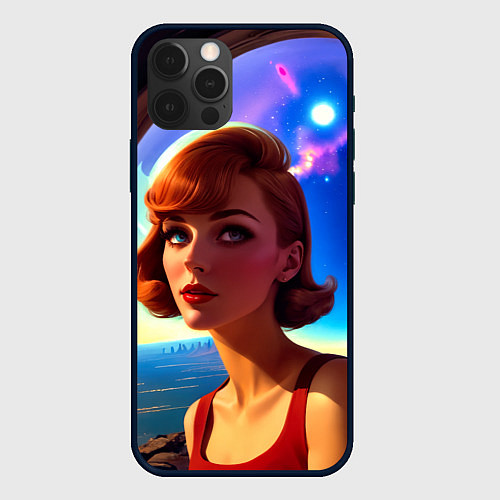Чехол iPhone 12 Pro Девушка в спиральном тоннеле / 3D-Черный – фото 1