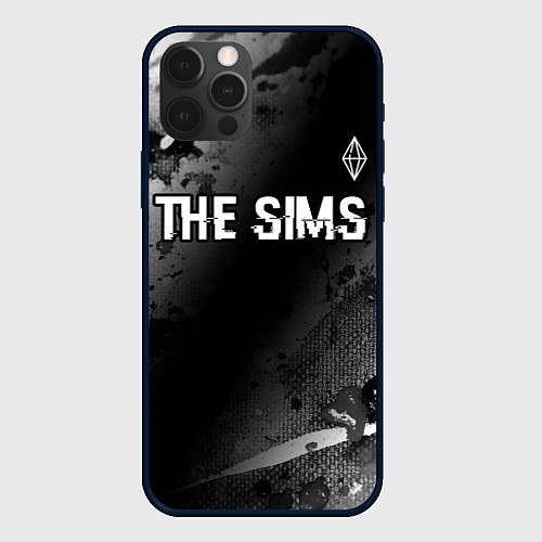 Чехол iPhone 12 Pro The Sims glitch на темном фоне: символ сверху / 3D-Черный – фото 1
