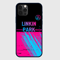 Чехол для iPhone 12 Pro Linkin Park - neon gradient: символ сверху, цвет: 3D-черный