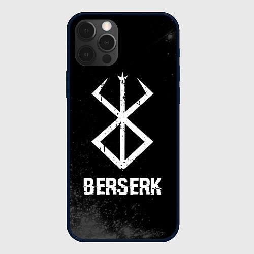 Чехол iPhone 12 Pro Berserk glitch на темном фоне / 3D-Черный – фото 1
