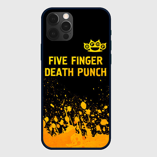 Чехол iPhone 12 Pro Five Finger Death Punch - gold gradient: символ св / 3D-Черный – фото 1