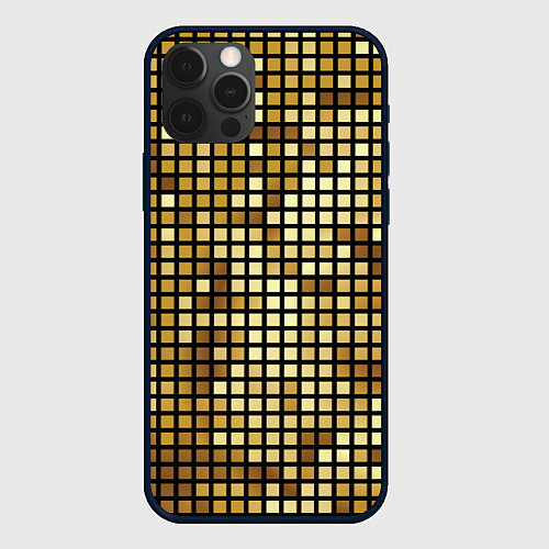 Чехол iPhone 12 Pro Золотая мозаика, поверхность диско шара / 3D-Черный – фото 1
