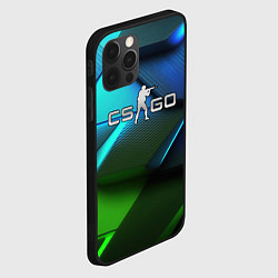 Чехол для iPhone 12 Pro CS GO green blue abstract, цвет: 3D-черный — фото 2