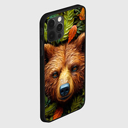 Чехол для iPhone 12 Pro Медведь в листьях, цвет: 3D-черный — фото 2