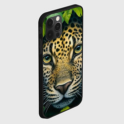 Чехол для iPhone 12 Pro Леопард в листьях, цвет: 3D-черный — фото 2