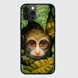 Чехол iPhone 12 Pro Маленькая обезьянка в листьях
