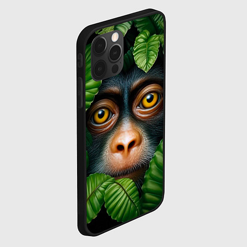 Чехол iPhone 12 Pro Черная обезьянка / 3D-Черный – фото 2