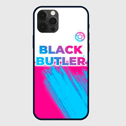 Чехол для iPhone 12 Pro Black Butler neon gradient style: символ сверху, цвет: 3D-черный