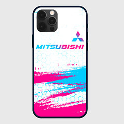 Чехол iPhone 12 Pro Mitsubishi neon gradient style: символ сверху