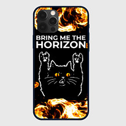 Чехол iPhone 12 Pro Bring Me the Horizon рок кот и огонь