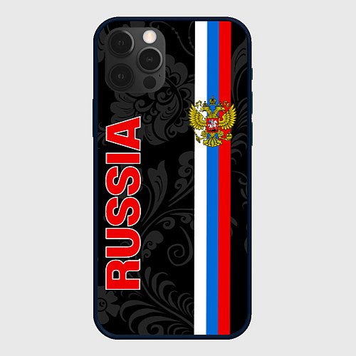 Чехол iPhone 12 Pro Russia black style / 3D-Черный – фото 1