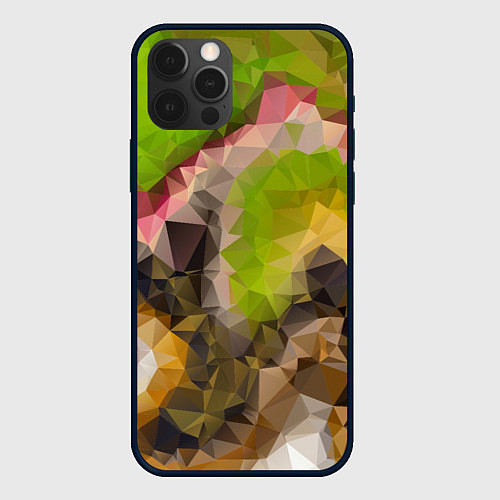 Чехол iPhone 12 Pro Green brown pattern / 3D-Черный – фото 1