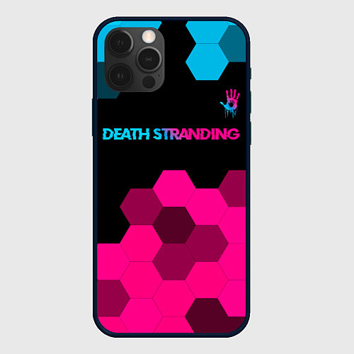 Чехол iPhone 12 Pro Death Stranding - neon gradient: символ сверху / 3D-Черный – фото 1