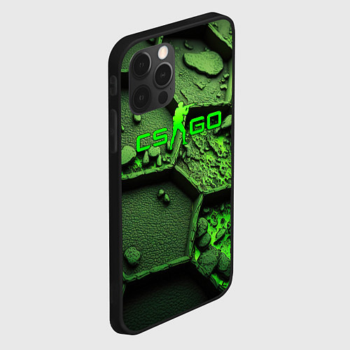 Чехол iPhone 12 Pro CSGO green abstract / 3D-Черный – фото 2