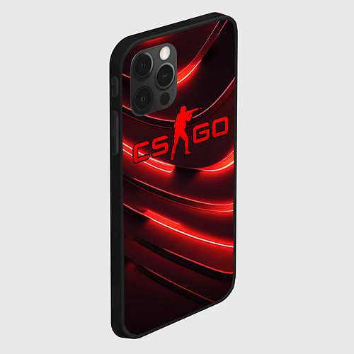 Чехол iPhone 12 Pro CS GO red neon / 3D-Черный – фото 2