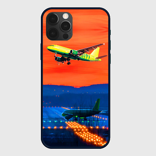 Чехол iPhone 12 Pro Боинг 737 на взлете / 3D-Черный – фото 1