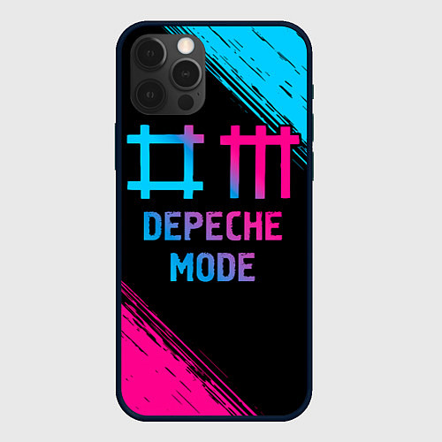 Чехол iPhone 12 Pro Depeche Mode - neon gradient / 3D-Черный – фото 1