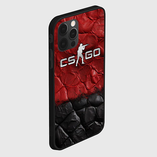 Чехол iPhone 12 Pro CS GO red black texture / 3D-Черный – фото 2