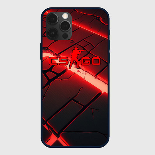 Чехол iPhone 12 Pro CS GO red neon / 3D-Черный – фото 1