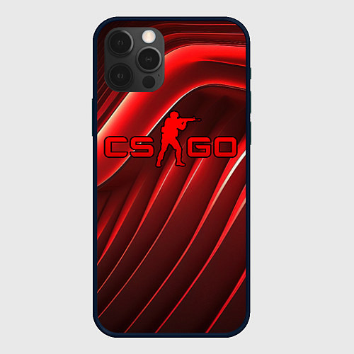 Чехол iPhone 12 Pro CS GO red abstract / 3D-Черный – фото 1