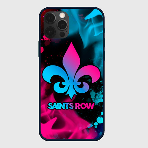 Чехол iPhone 12 Pro Saints Row - neon gradient / 3D-Черный – фото 1