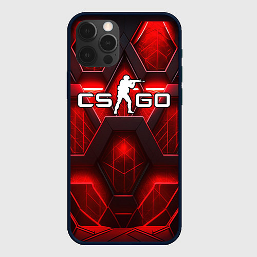 Чехол iPhone 12 Pro CS GO red space abstract / 3D-Черный – фото 1