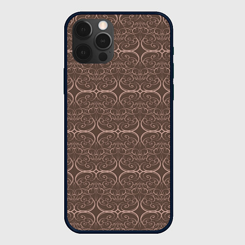 Чехол iPhone 12 Pro Brown tracery / 3D-Черный – фото 1