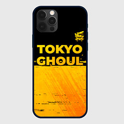 Чехол для iPhone 12 Pro Tokyo Ghoul - gold gradient: символ сверху, цвет: 3D-черный