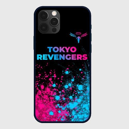 Чехол iPhone 12 Pro Tokyo Revengers - neon gradient: символ сверху / 3D-Черный – фото 1