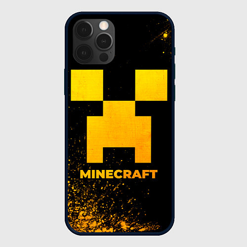 Чехол iPhone 12 Pro Minecraft - gold gradient / 3D-Черный – фото 1